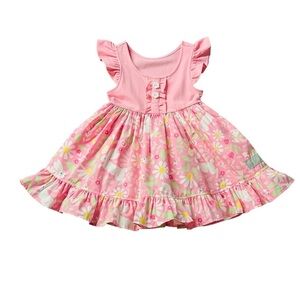 Eleanor Rose Pink Floral & Bunnies Kirby Dress Size 2